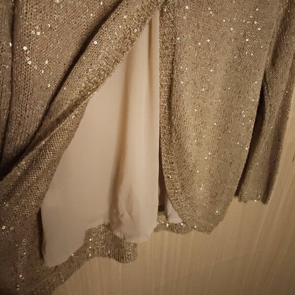 Zara Women's Gold Sparkle Sweater With Silky Back Detail Medium - Picture 4 of 9